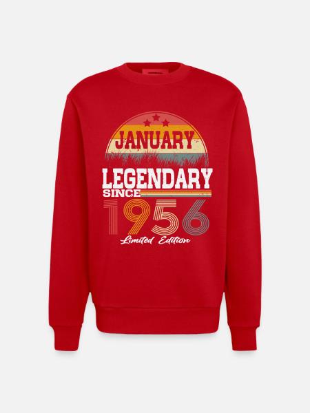 Legends-were-born-in-January-1956 - Heavyweight Oversized Organic Crew Neck Made in EU - red