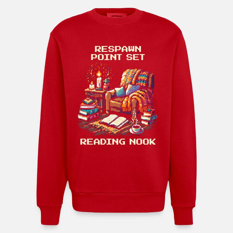 Respawn gesetzt | Leseecke Bücherzeit - Heavyweight Oversized Organic Crew Neck Made in EU - Rot