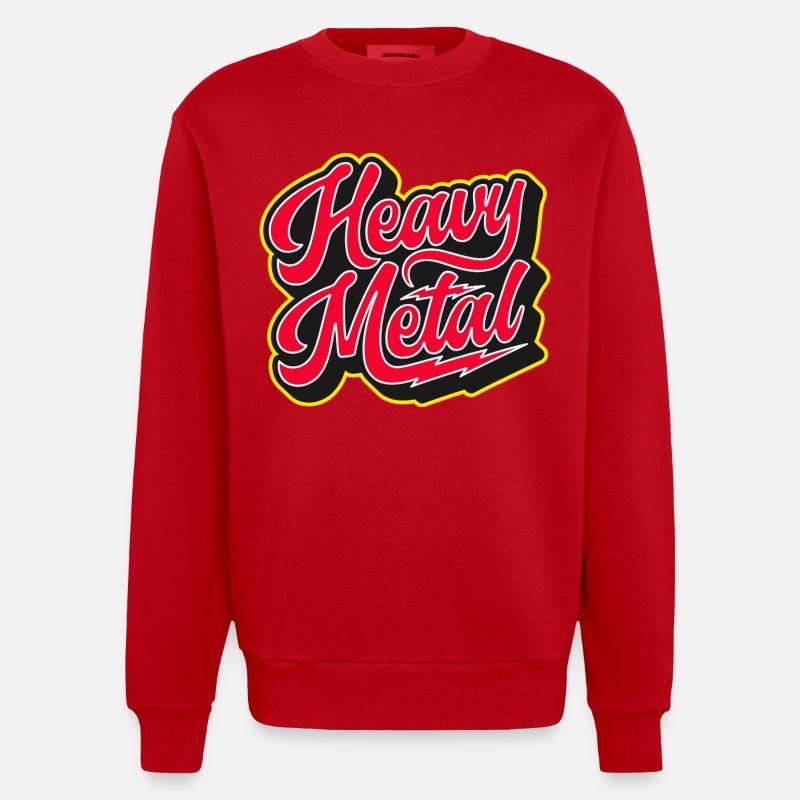Heavy Metal Bold 3D Script - Heavyweight Oversized Organic Crew Neck Made in EU - red
