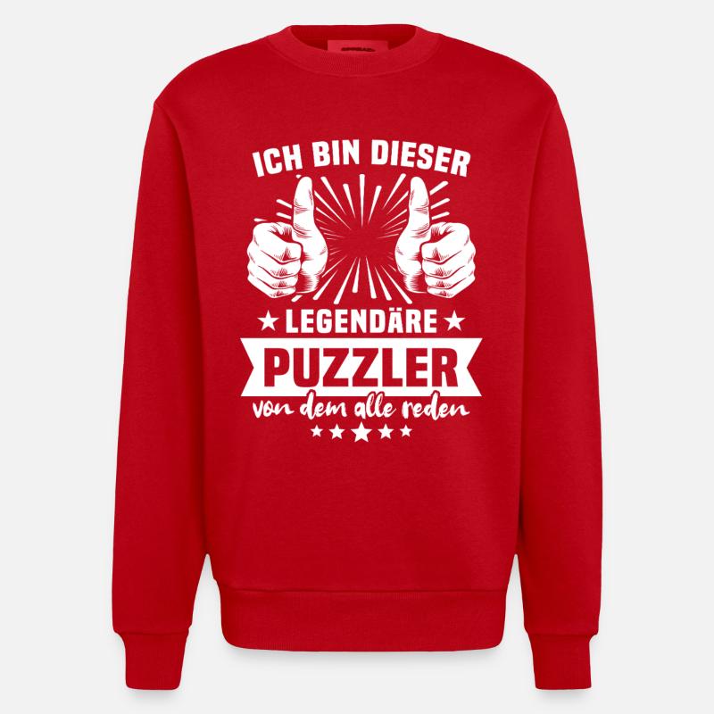 Puzzler Legende - Heavyweight Oversized Organic Crew Neck Made in EU - Rot