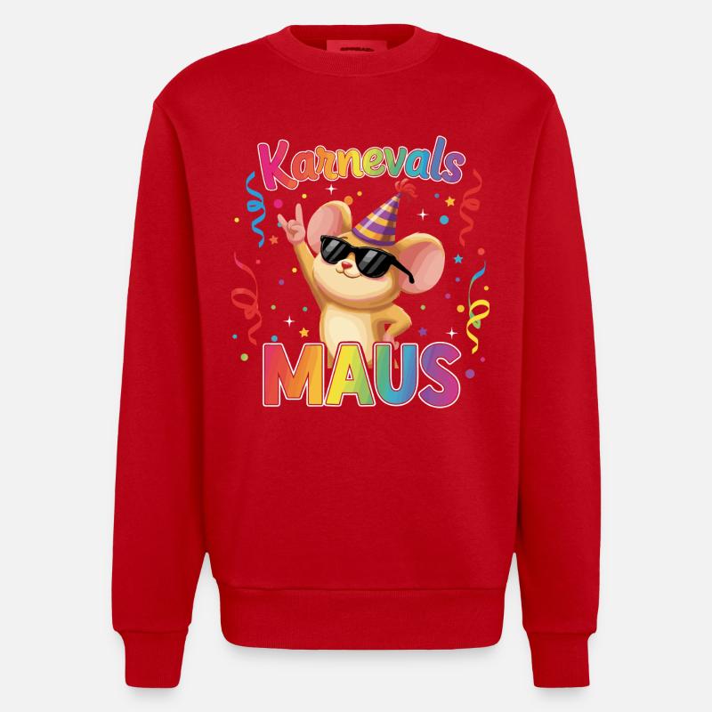 Karnevalsmaus Köln Karneval Rock Geschenk - Heavyweight Oversized Organic Crew Neck Made in EU - Rot