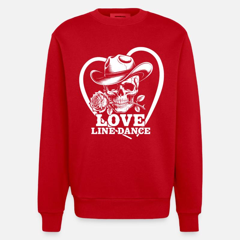 Schädel Liebe Line Dance - Heavyweight Oversized Organic Crew Neck Made in EU - Rot