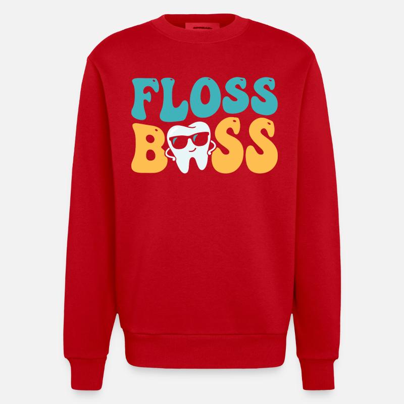 Assistant dentaire dentaire Floss - Sweat bio épais oversize fabriqué en UE - rouge