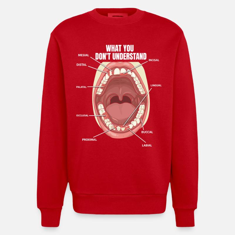 Surfaces dentaires Assistant dentaire Dentiste - Sweat bio épais oversize fabriqué en UE - rouge