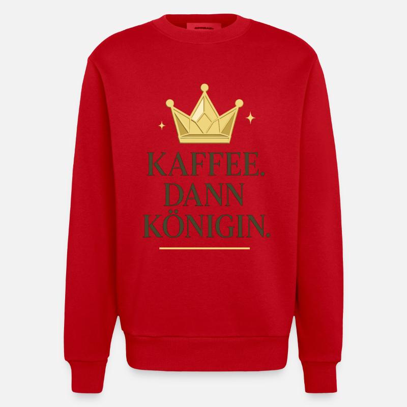 kaffee dann königin, kaffeekrone - Heavyweight Oversized Organic Crew Neck Made in EU - Rot