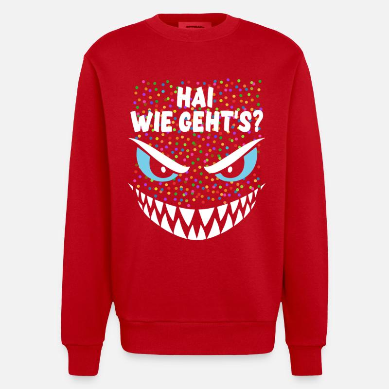 Requin, comment vas-tu ? | Costume, Carnaval, Déguisement - Sweat bio épais oversize fabriqué en UE - rouge