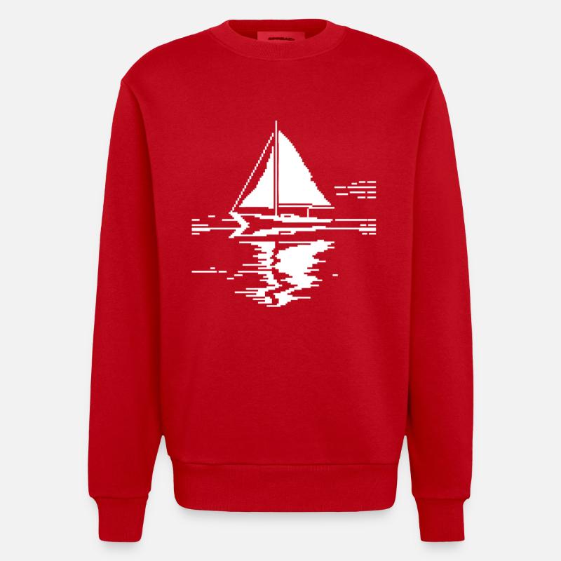 Segelboot Pixel Grafik - Heavyweight Oversized Organic Crew Neck Made in EU - Rot