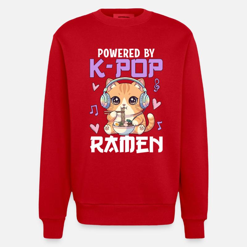 Propulsé par des ramen K-Pop - Sweat bio épais oversize fabriqué en UE - rouge