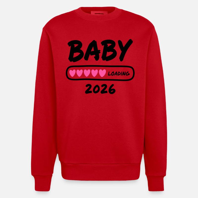 Baby Loading 2026 Schwangerschaft Eltern - Heavyweight Oversized Organic Crew Neck Made in EU - Rot