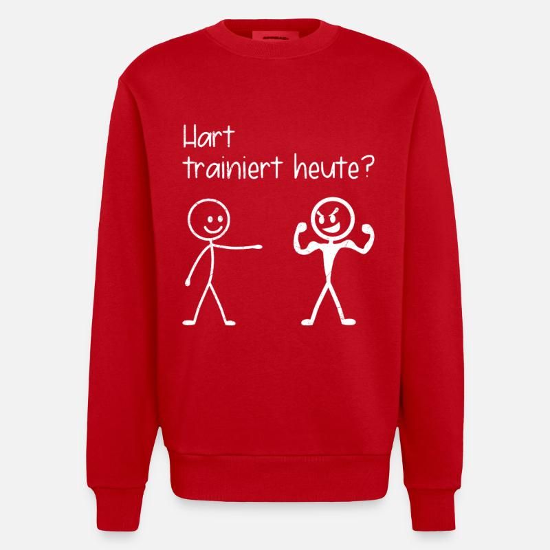 Gym HARD TRAINS FUN TODAY - Heavyweight Oversized Organic Crew Neck Made in EU - red