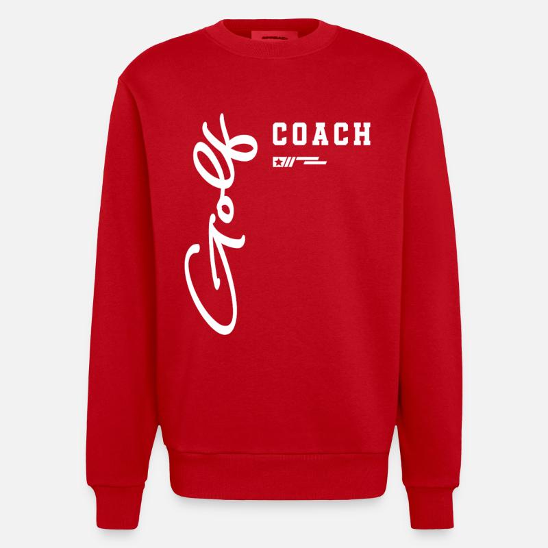 Conception de parcours Golf Coach Classic pour instructeurs - Sweat bio épais oversize fabriqué en UE - rouge
