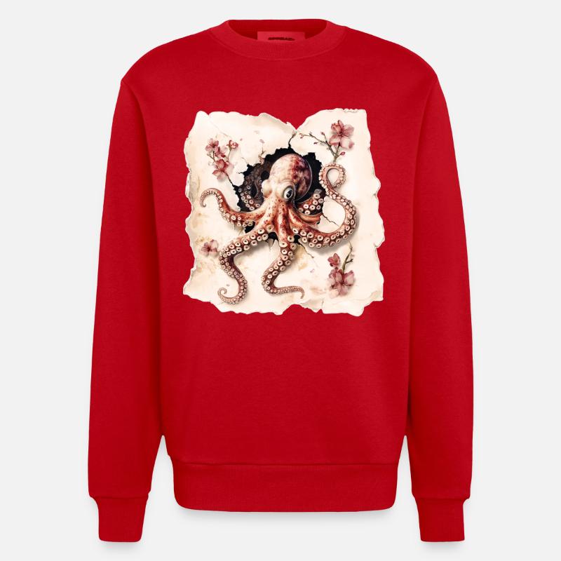 Oktopus - Heavyweight Oversized Organic Crew Neck Made in EU - Rot