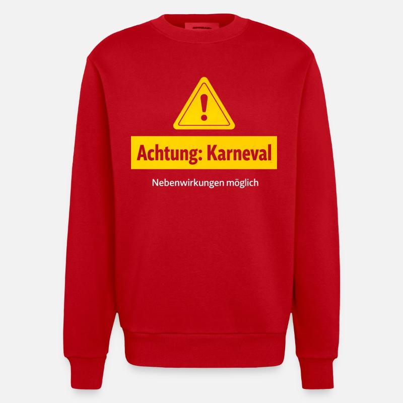 Attention, effets secondaires possibles de carnaval - Sweat bio épais oversize fabriqué en UE - rouge