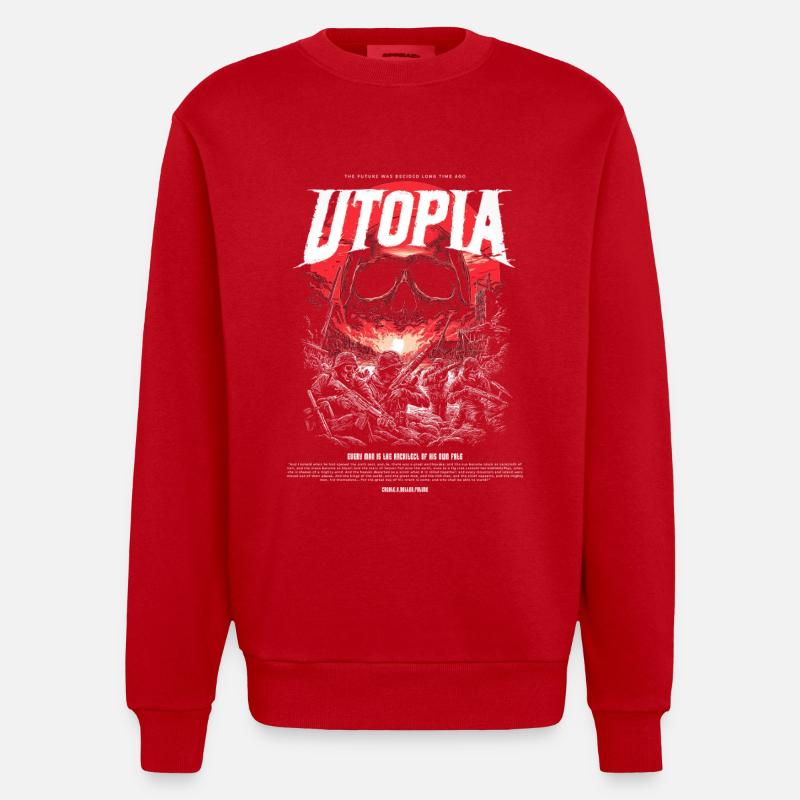 Utopia Crâne Rouge de Feu - Sweat bio épais oversize fabriqué en UE - rouge