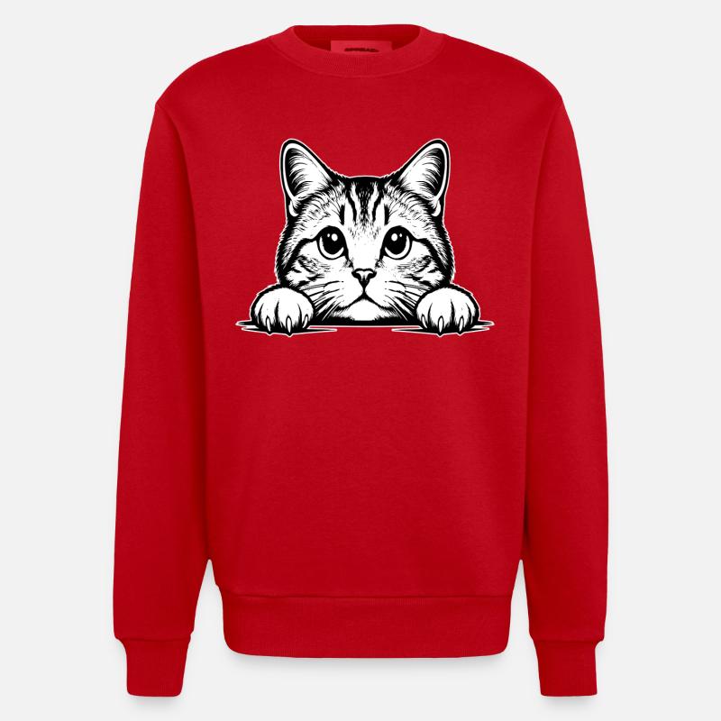 Chat Straigh écossais - Sweat bio épais oversize fabriqué en UE - rouge