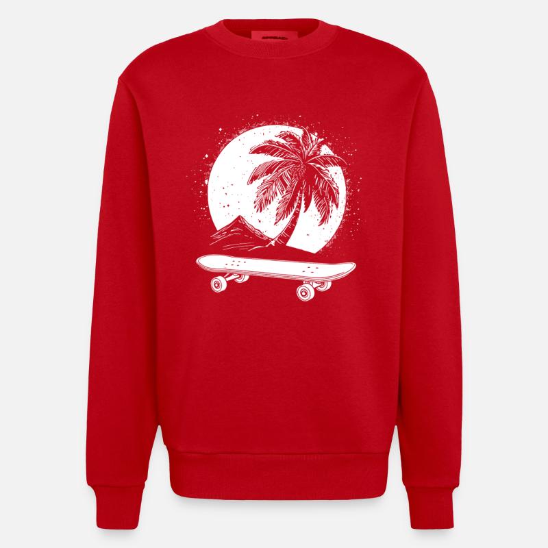 Graphismes de skateboard - Sweat bio épais oversize fabriqué en UE - rouge