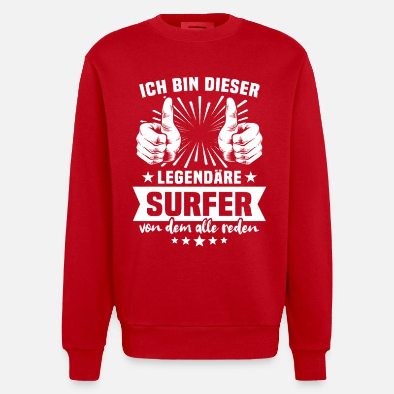 Légende du surfeur - Sweat bio épais oversize fabriqué en UE - rouge