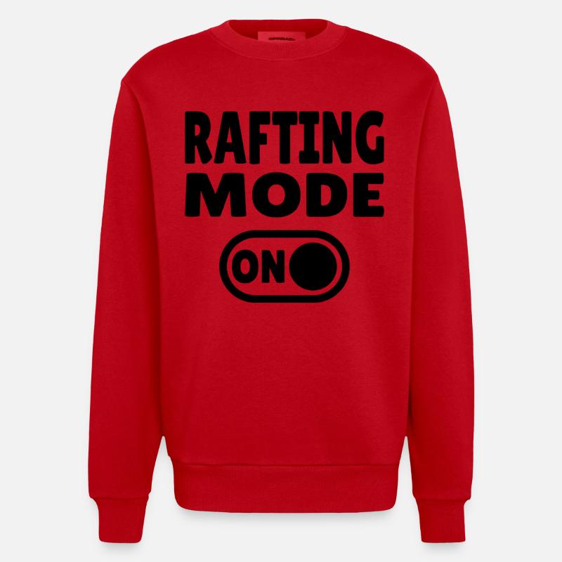 Rafting Mode ON – Wildwasser im Schlauchboot - Heavyweight Oversized Organic Crew Neck Made in EU - Rot