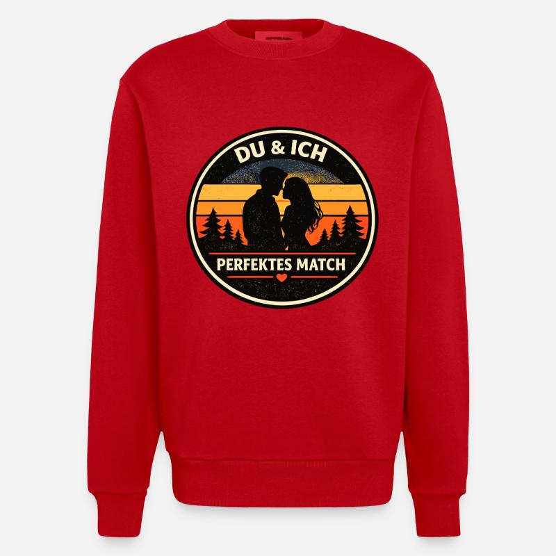 Du & Ich perfektes Match Partnerlook - Heavyweight Oversized Organic Crew Neck Made in EU - Rot