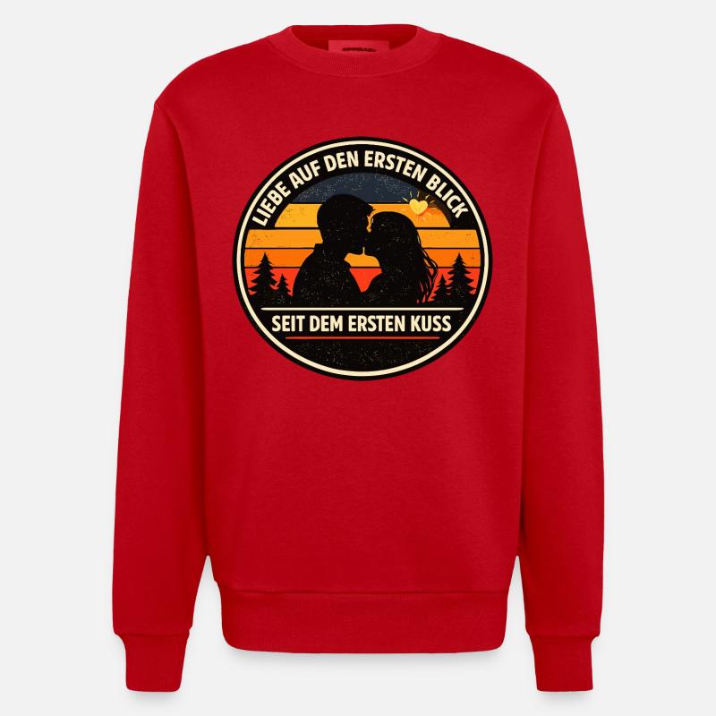 Liebe auf den ersten Blick Spruch - Heavyweight Oversized Organic Crew Neck Made in EU - Rot