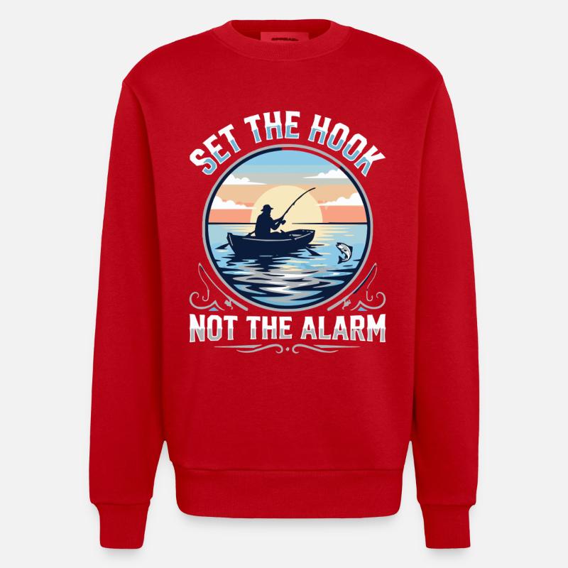 Accroche, pas l’alarme, pêcheur Spruch - Sweat bio épais oversize fabriqué en UE - rouge