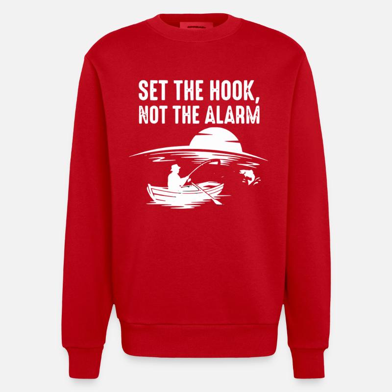 Accroche, pas l’alarme, pêcheur Spruch - Sweat bio épais oversize fabriqué en UE - rouge