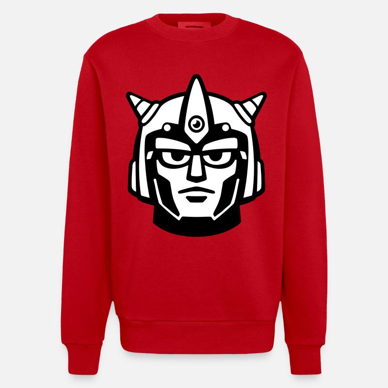 Doomforge Roboter Gesichtshelm - Heavyweight Oversized Organic Crew Neck Made in EU - Rot