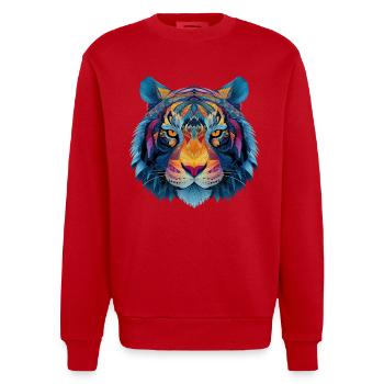 Tiger Head - Heavyweight Oversized Organic Crew Neck Made in EU - red - Front - AI Model Female 172 light (172cm) & AI Model Male 178 light (178cm)