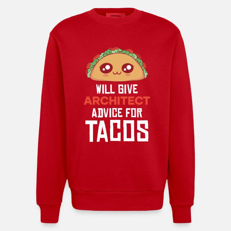 Taco Architect Advice Saying - Heavyweight Oversized Organic Crew Neck Made in EU - red