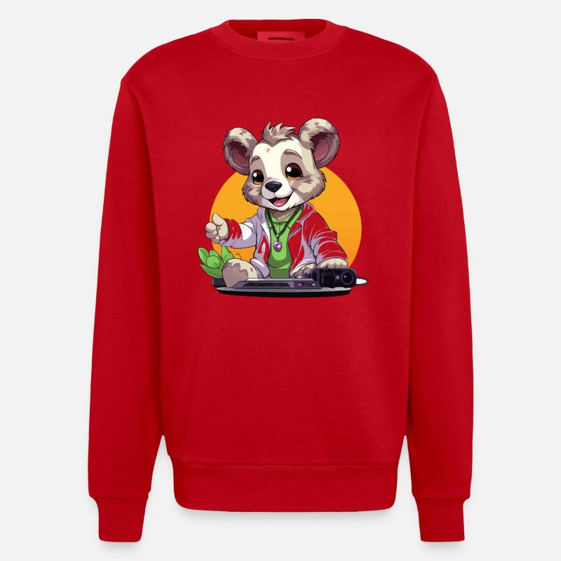 Tech-Koala Creator in retro look - Heavyweight Oversized Organic Crew Neck Made in EU - red