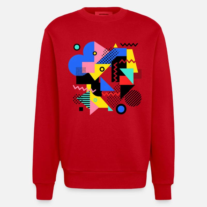 Geometrische Farbexplosion Pop Art - Heavyweight Oversized Organic Crew Neck Made in EU - Rot