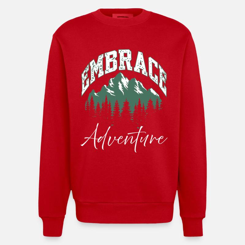 Umarme das Adventure Mountain Logo - Heavyweight Oversized Organic Crew Neck Made in EU - Rot