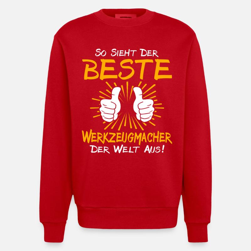 Toolmaker Gift Idea - Heavyweight Oversized Organic Crew Neck Made in EU - red