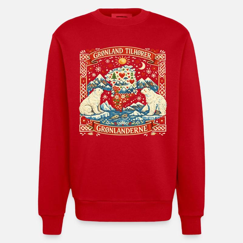 Greenland Independence Statement Gift Funny - Heavyweight Oversized Organic Crew Neck Made in EU - red