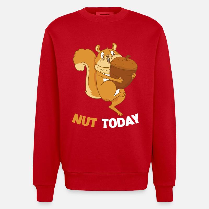 NUT TODAY Eichhörnchen Eichel - Heavyweight Oversized Organic Crew Neck Made in EU - Rot