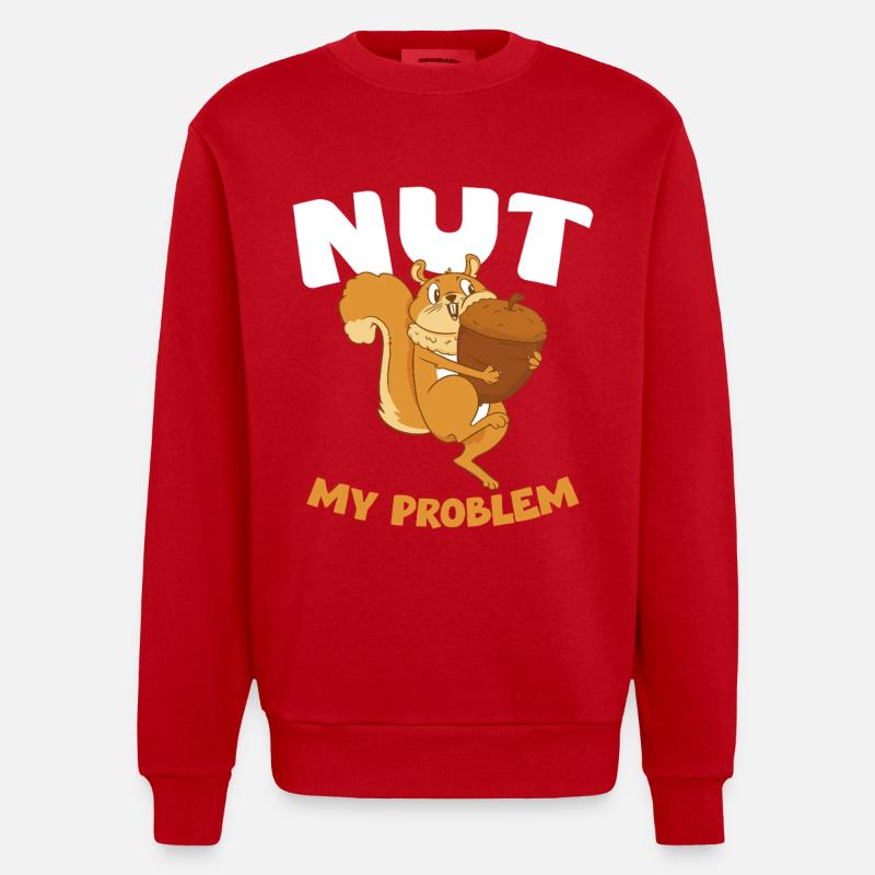 NUT MY PROBLEM Eichhörnchen - Heavyweight Oversized Organic Crew Neck Made in EU - Rot