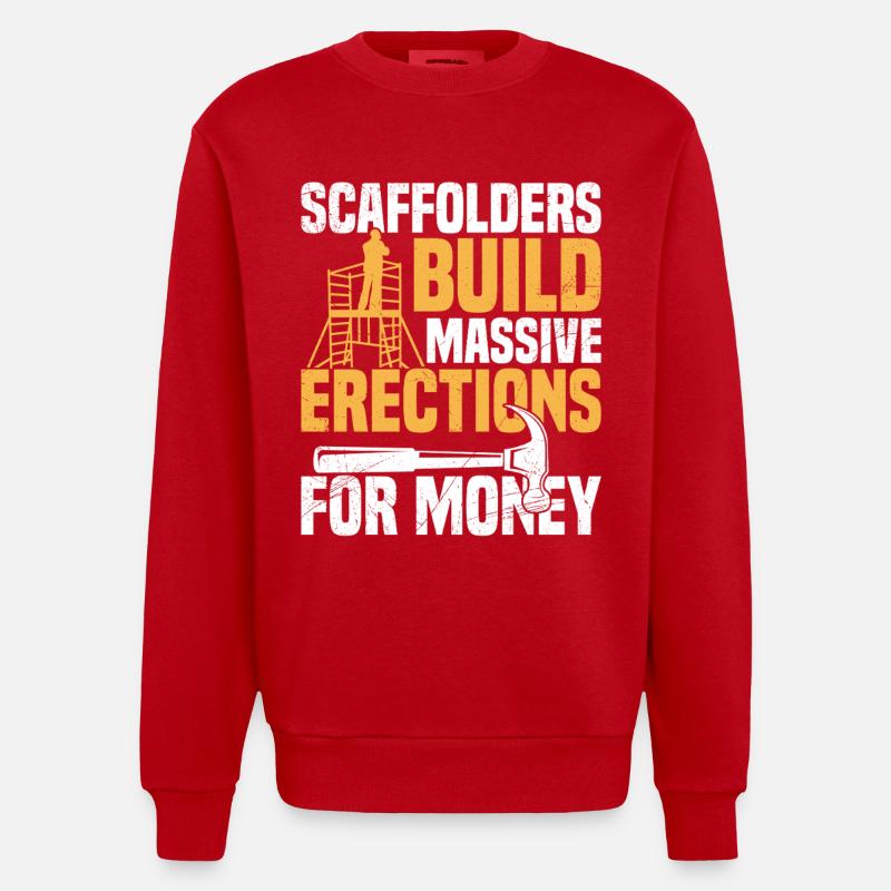 Gerüstbau-Baugerüst - Heavyweight Oversized Organic Crew Neck Made in EU - Rot