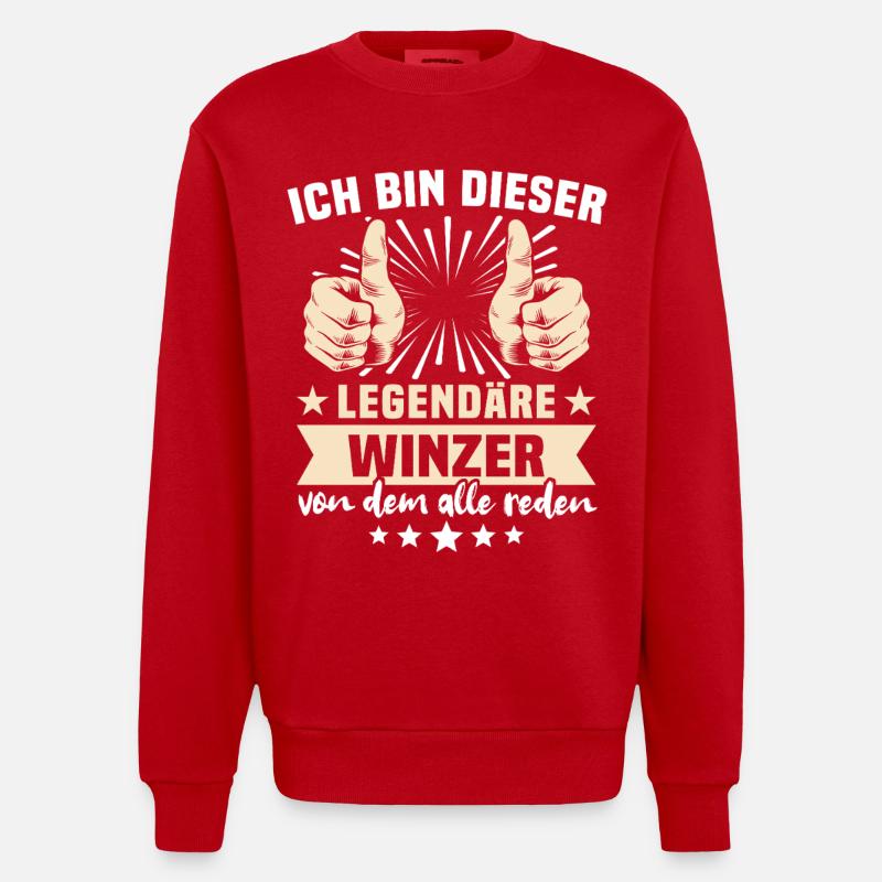 Winzer Sprüche - Heavyweight Oversized Organic Crew Neck Made in EU - Rot
