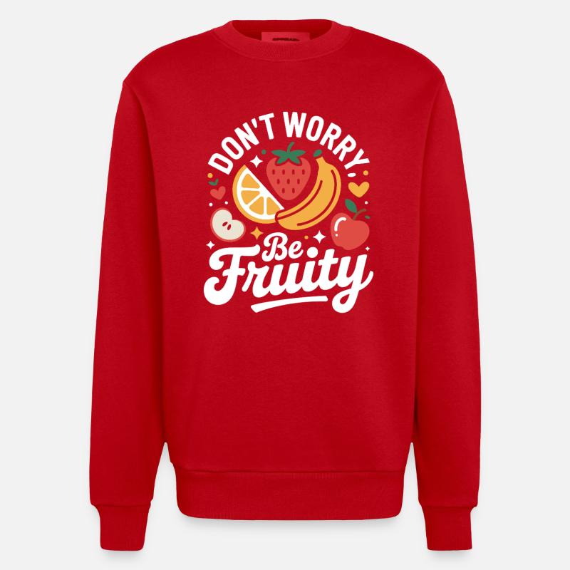 Don't Worry Be Fruity - Heavyweight Oversized Organic Crew Neck Made in EU - red