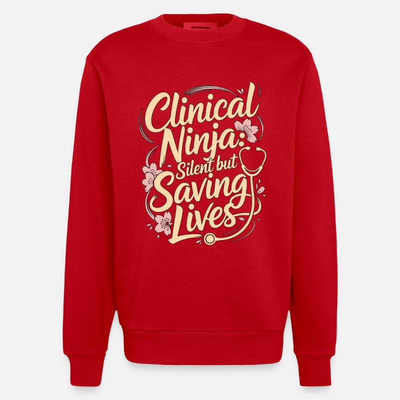 Infirmier praticien clinique Ninja Médecin - Sweat bio épais oversize fabriqué en UE - rouge