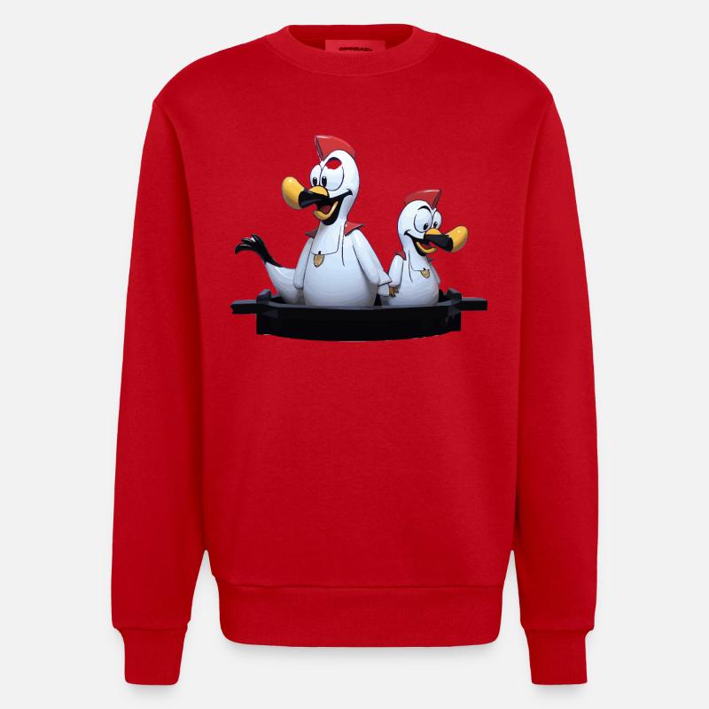Duo de mouettes sur la jetée - Sweat bio épais oversize fabriqué en UE - rouge