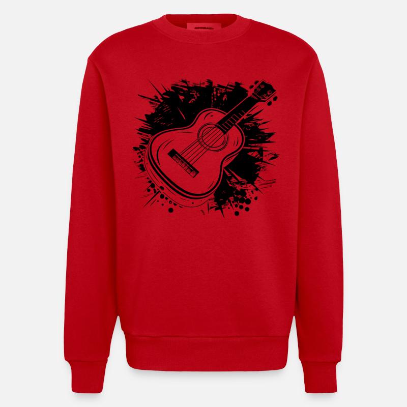 Graphismes Ukulélé - Sweat bio épais oversize fabriqué en UE - rouge