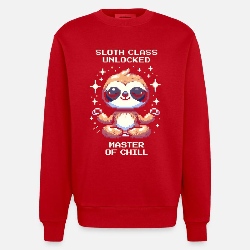 Sloth Class Unlocked | Chill - Heavyweight Oversized Organic Crew Neck Made in EU - red