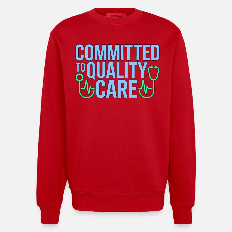 Nurse Practitioner Committed To Quality Nursing - Heavyweight Oversized Organic Crew Neck Made in EU - red