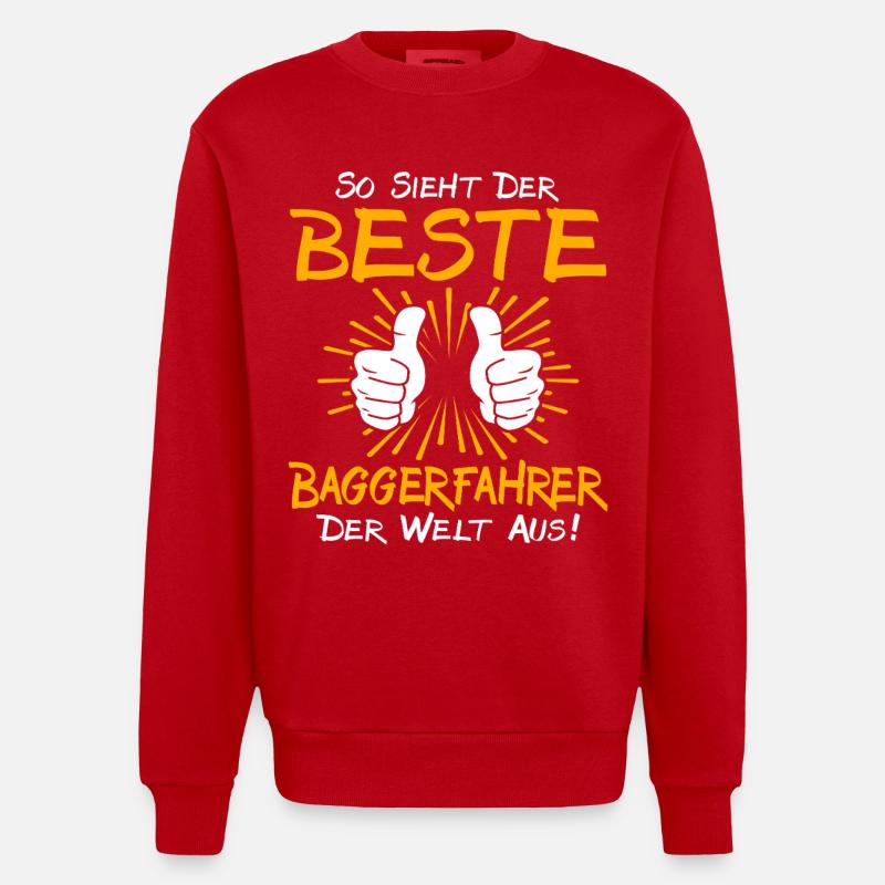 Baggerfahrer Geschenkidee - Heavyweight Oversized Organic Crew Neck Made in EU - Rot