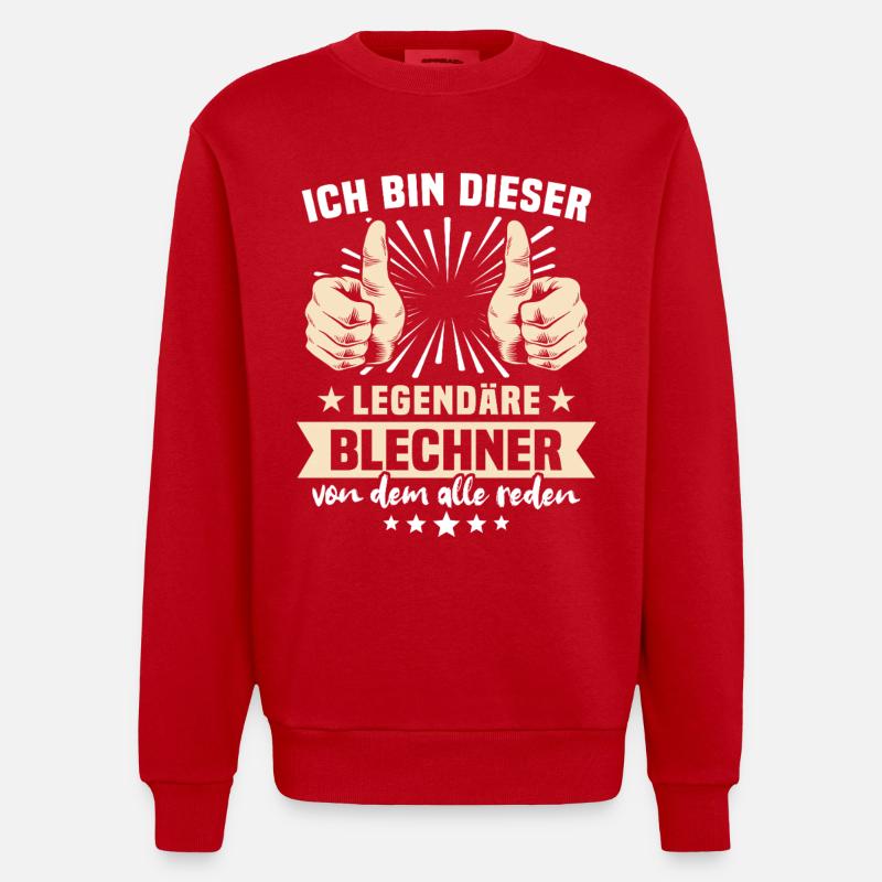 Blechner Sprüche - Heavyweight Oversized Organic Crew Neck Made in EU - Rot