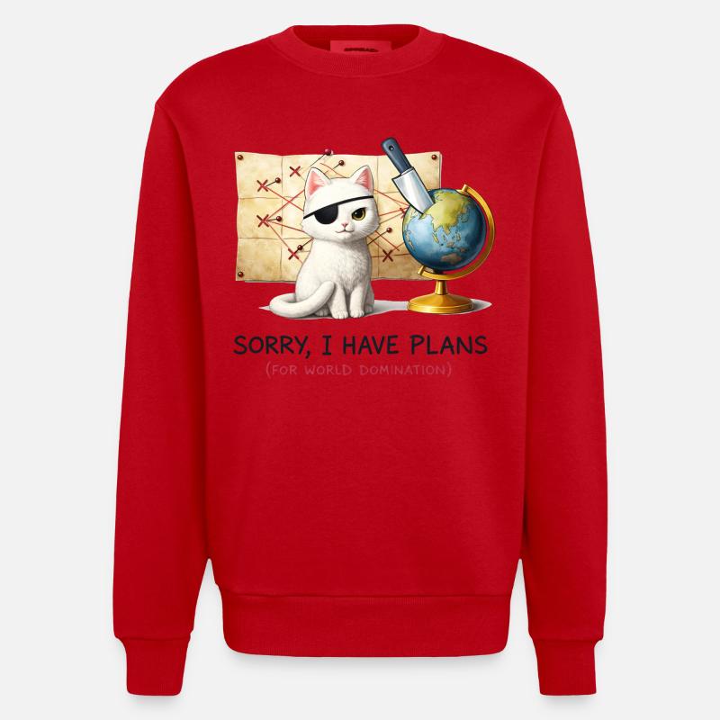 Evil Cat Weltbeherrschungs-Pläne - Heavyweight Oversized Organic Crew Neck Made in EU - Rot