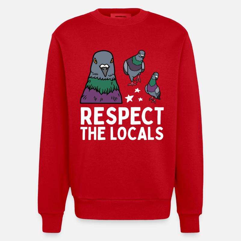 Respect les locaux Pigeons coo - Sweat bio épais oversize fabriqué en UE - rouge