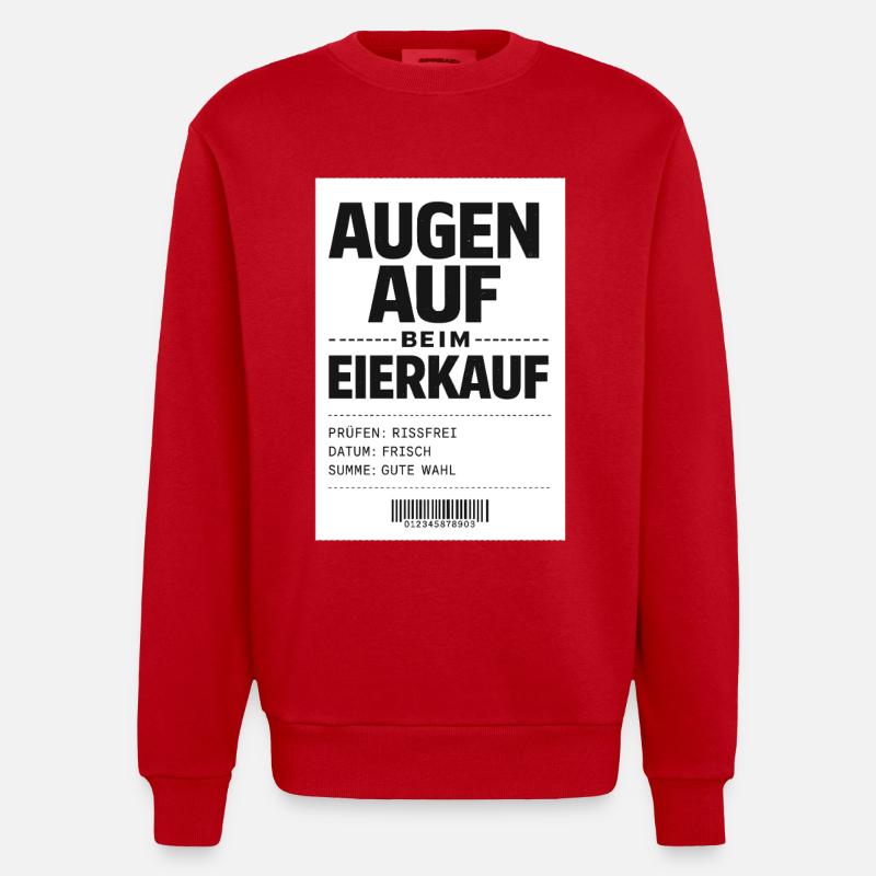 Augen auf beim Eierkauf - Heavyweight Oversized Organic Crew Neck Made in EU - Rot