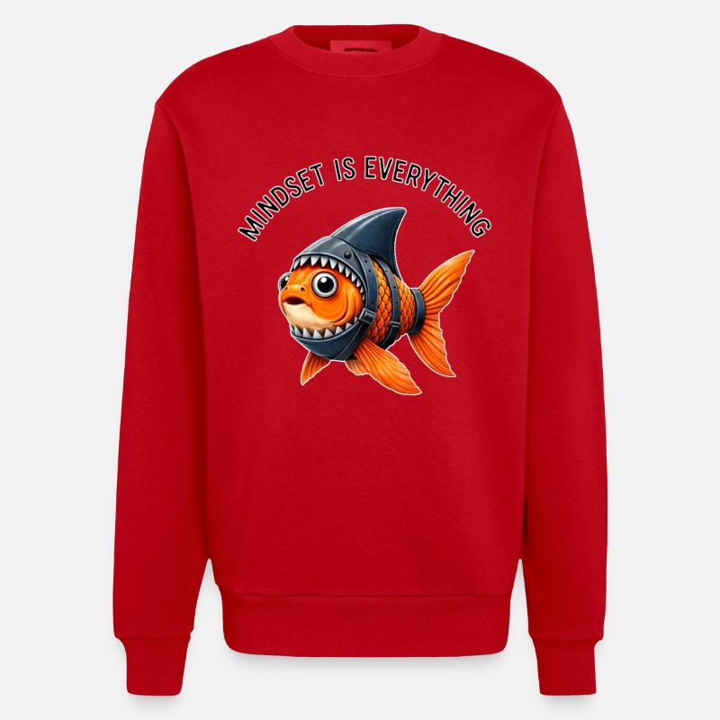 Mindset Fish – Be the Shark - Heavyweight Oversized Organic Crew Neck Made in EU - red